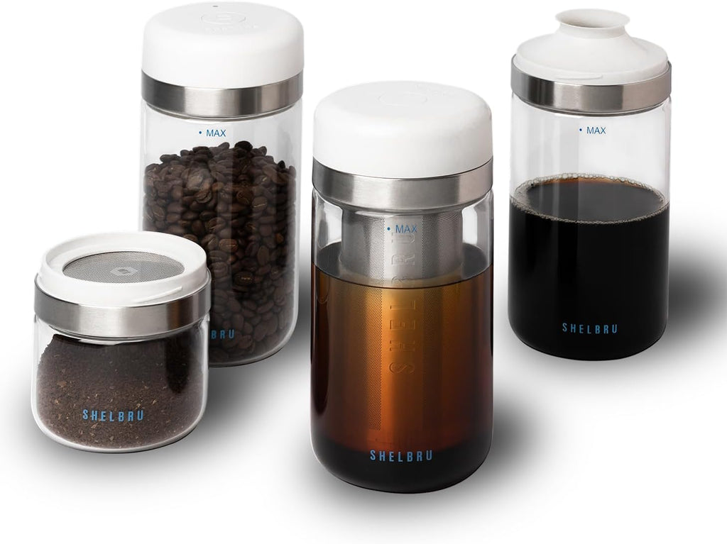 The Complete System – Cold Brew Coffee Kit with Smart Bean Canister, Stainless Steel Sifter & 500ml Dual-Filter Brewer/Carafe – Store, Sift, Brew & Serve Smooth Cold Brew at Home