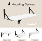 DINZI LVJ Deep Floating Shelves, 16 W x 12" D Wall Shelves Set of 2, Wide Display Shelf Wall Mounted with Brackets, Easy-to-Install Floating Bookshelf for Living Room, Bathroom, Bedroom, White