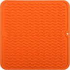 Silicone Dish Drying Mat for Multiple Usage,Easy clean,Eco-friendly,Heat-resistant Silicone Mat for Kitchen Counter or Sink,Refrigerator or Drawer liner Orange M 12 inches x 12 inches