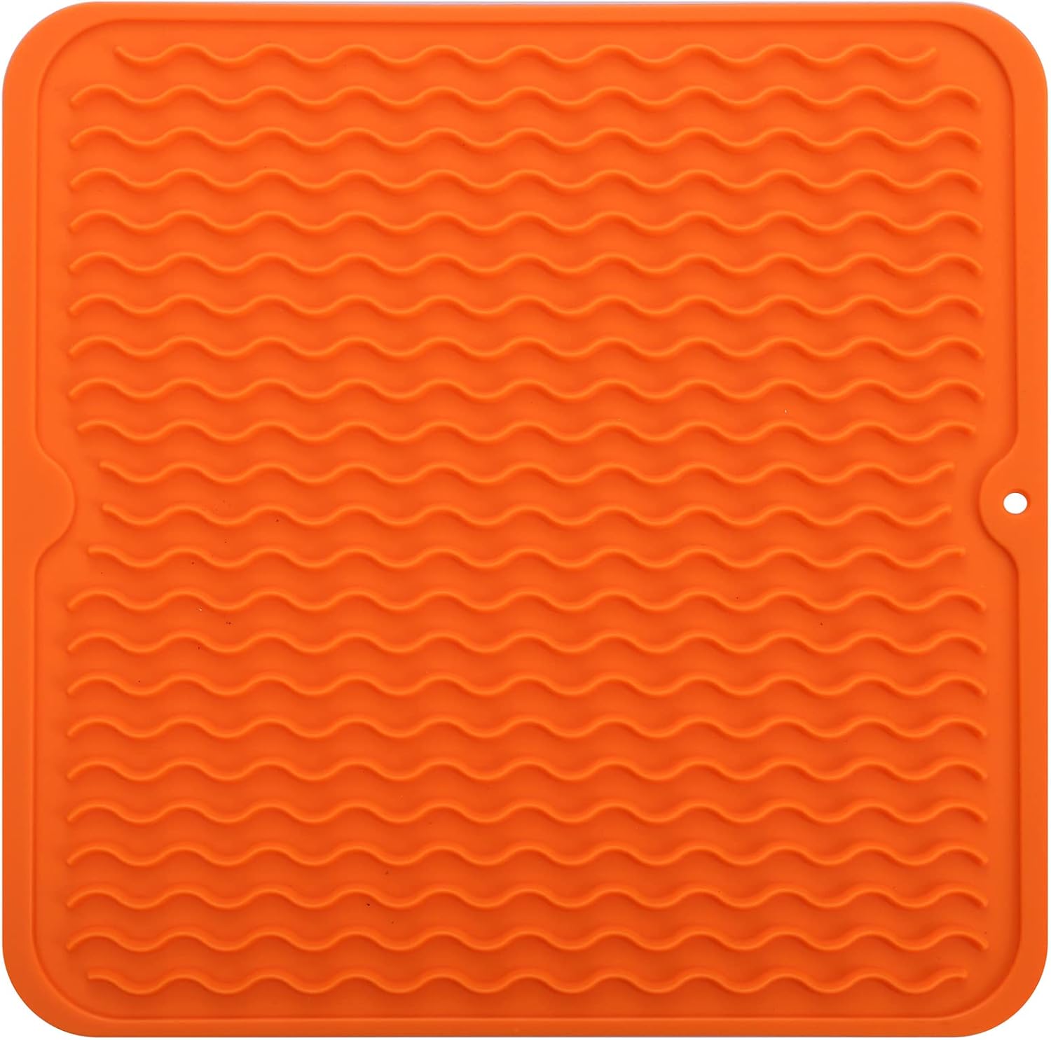 Silicone Dish Drying Mat for Multiple Usage,Easy clean,Eco-friendly,Heat-resistant Silicone Mat for Kitchen Counter or Sink,Refrigerator or Drawer liner Orange M 12 inches x 12 inches