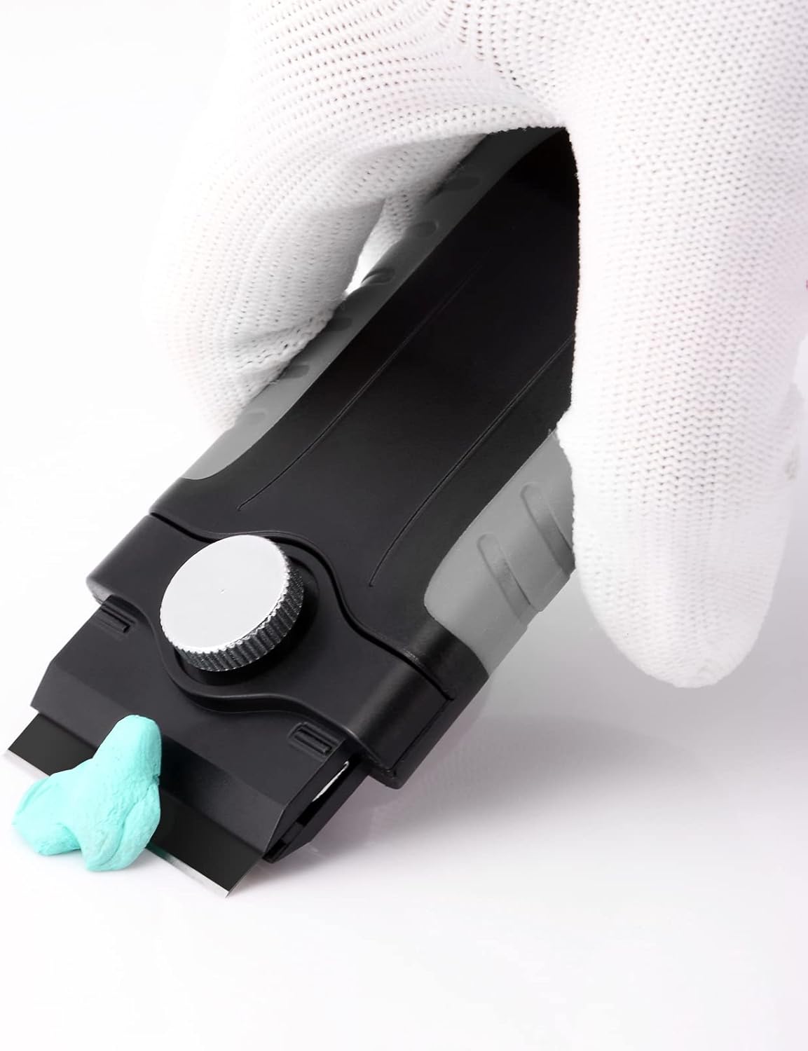 Gomake Locking Razor Blade Scraper with Safety Cap, Glass Cooktop Scraper with 10PCS Black Carbon Steel Blades for Glass Clean, Paint and Old Label,Decal Sticker Remover, Stove Top Scraper Tool