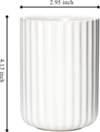 Ceramic Spoon Holder for Coffee Bar, Upright Tea Spoon Holder Cup, Coffee Stirrers Straws Stir Stick Holder, Black Fluted Surface