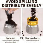 Coffee Tamper for Moka Pot, 304 Stainless Steel Espresso Coffee Tamper, Espresso Dosing Funnel Compatible with Aluminum Espresso stovetop Moka Pot (Gold)