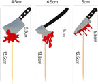 60Pcs Halloween Cupcake Toppers,Glitter Horror Blood Knife Cupcake Picks Have a Killer Birthday Party Supplies