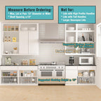 EVERIE Adjustable Bakeware Organizer Pot Lid Holder Rack for Pots, Cake Molds, Cutting Boards, Mats, Cookware, GS02SS, 7.7'' Deep by 12.6'' to 21.5'' Wide