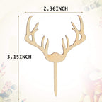 Deer Cupcake Toppers Wooden Baby Shower Woodland Antler Cake Picks Party Decorations Wedding Hunting Boho Rustic Country Birthday Party Supplies Set of 24