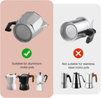 2/3/6/9/12 Cup Gasket & Filter For Stovetop Espresso Coffee Makers, Rubber Seal For Stove Top Coffee Maker Moka Pot, Silicone Gasket Seals, Espresso Machine Replacement Parts(2 cup)