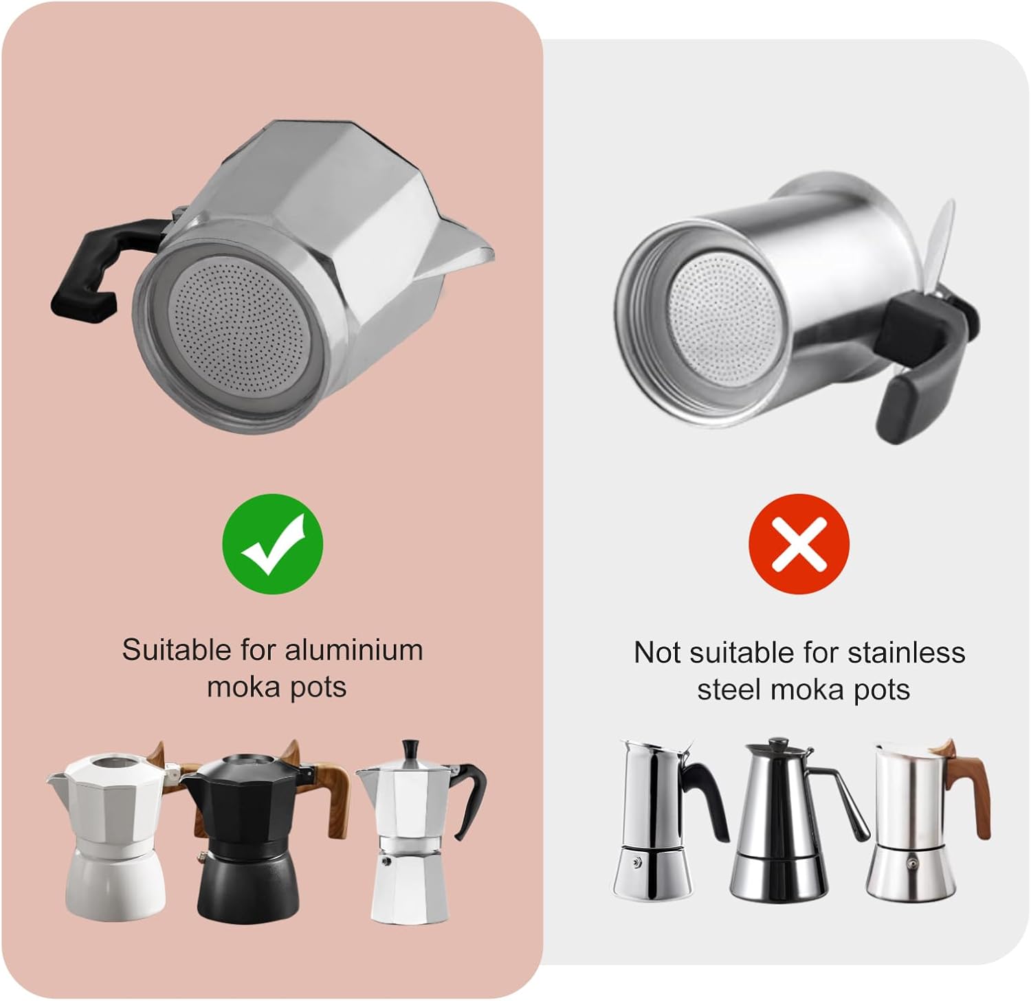 2/3/6/9/12 Cup Gasket & Filter For Stovetop Espresso Coffee Makers, Rubber Seal For Stove Top Coffee Maker Moka Pot, Silicone Gasket Seals, Espresso Machine Replacement Parts(2 cup)