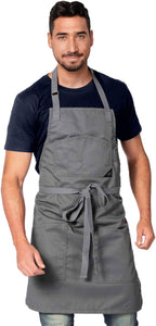 Under NY Sky Chef Apron – Professional Gray Twill – Cotton Straps - Smart Pockets - Adjustable for Men and Women – Pro Chef, Cook, Kitchen, Baker, Barista, Bartender, Server Aprons