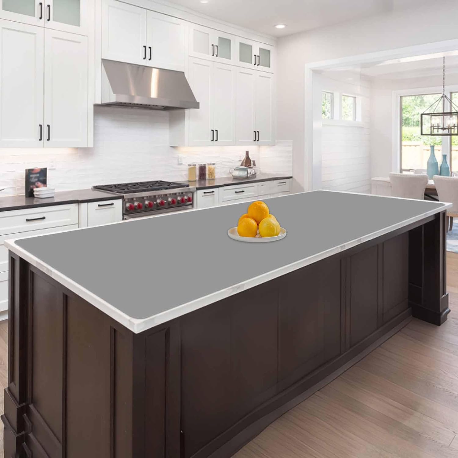 78.7"x23.6"(200cmx60cm) Large Silicone Mats for Countertop, Heat Resistant Mat, Waterproof Nonslip Silicone Kitchen Counter Mat, Nonstick Table Placemat, Multipurpose Mat, Light Gray