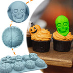 Halloween Chocolate Mold Silicone,2pcs Cavity Candy Gummy Mold with Skull and Brain for Baking Chocolate Jelly Gummy Desser