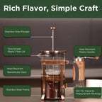 French Press Coffee Maker, 34 Ounce 1 Liter, Stainless Steel, Cold Brew Heat Resistant Borosilicate Glass Espresso Coffee & Tea Maker with 4 Filter