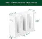 Disposable Coffee Cup Dispenser with Handles, Countertop or Wall Mount Hot/Cold Drink Cup and Lid Holder - Bathroom/Kitchen/Office Acrylic Cup Lid Storage Organizer (3 Compartments, White)