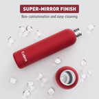 Slim Insulated Water Bottles for Travel 25oz with Clip, Double Wall Vacuum Stainless Steel Water Bottle Keeps Drinks Cold 24 Hrs/Hot 12 Hrs, 100% Leakproof, BPA Free（Red）