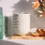 6-Piece Pasta Bowls 24 oz, Green Porcelain Bowls 6 inch, Microwave Oven Dishwasher Safe Scratch Resistant