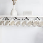 Cabinet Hook Mug Holder - Hanging Coffee Cup Rack for Kitchen, Under Cabinets Metal Hangers Organizer Shelf Storage Utensil (Black)