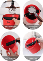 Bincoo Mini Coffee Knock Box 4.5 Inch - Espresso Accessories for Coffee Grounds Container - Multifunctional, Suitable for Home & Bar.(Red)