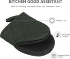 1 Pair Short Oven Mitts, Heat Resistant Silicone Kitchen Mini Oven Mitts for 500 Degrees, Non-Slip Grip Surfaces and Hanging Loop Gloves, Baking Grilling Barbecue Microwave Machine Washable (Gray)