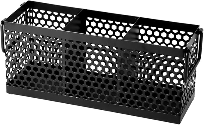 Kitchen Utensil Holder with 3Compartments Metal Mesh Silverware Caddy Organizer with Sturdy iron Base for Kitchen Countertop，White Cooking Utensil Crock