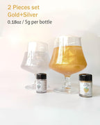 Gold Silver Edible Glitter Glimmer Powder for Cakes Drinks - Colaele 5 grams Food Grade Luster Dust Metallic Food Decorating Sprinkle Disco Brew Dust for Cake Decorations Wine Beverage Dessert, Vegan