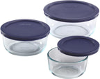 Pyrex Simply Store (3-Pack) Glass Food Storage Containers Set, (2, 4 & 7 Cup) Meal Prep Containers With BPA-Free Lids, Dishwasher & Microwave Safe