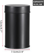JUXYES 12 Pack Tea Tins Canister with Airtight Double Lids, 16 oz Loose Leaf Tea Storage Airtight Kitchen Canisters Tins Can Box for Storage Loose Tea Coffee Herbs and Spices, Black