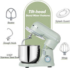 Kitchen in the Box Stand Mixer, 3.5 QT Small Electric Kitchen Mixer, 10-Speed Portable Lightweight Food Mixer with Stainless Steel Bowl, Egg Whisk, Dough Hook, Beater (Sage Green)