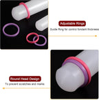 HARFINGTON 2pcs Fondant Rolling Pin with Rings PP 43cm x 3.5cm Non Stick for Baking, White