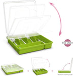 Silverware Organizer with Cover, Portable Cutlery Holder Flatware Tray with Lid Plastic Silverware Storage Box (Green)