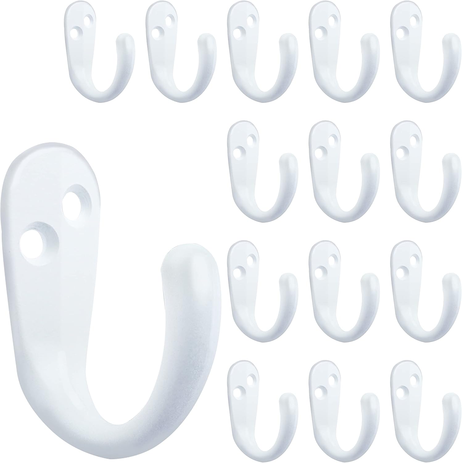 IBosins 15PCS Coat Hooks Wall Mounted Single Prong Robe Hook for Hanging Towel Hooks with 30 Screws for Bags, Hat, Cap, Scarf, Cup (White)