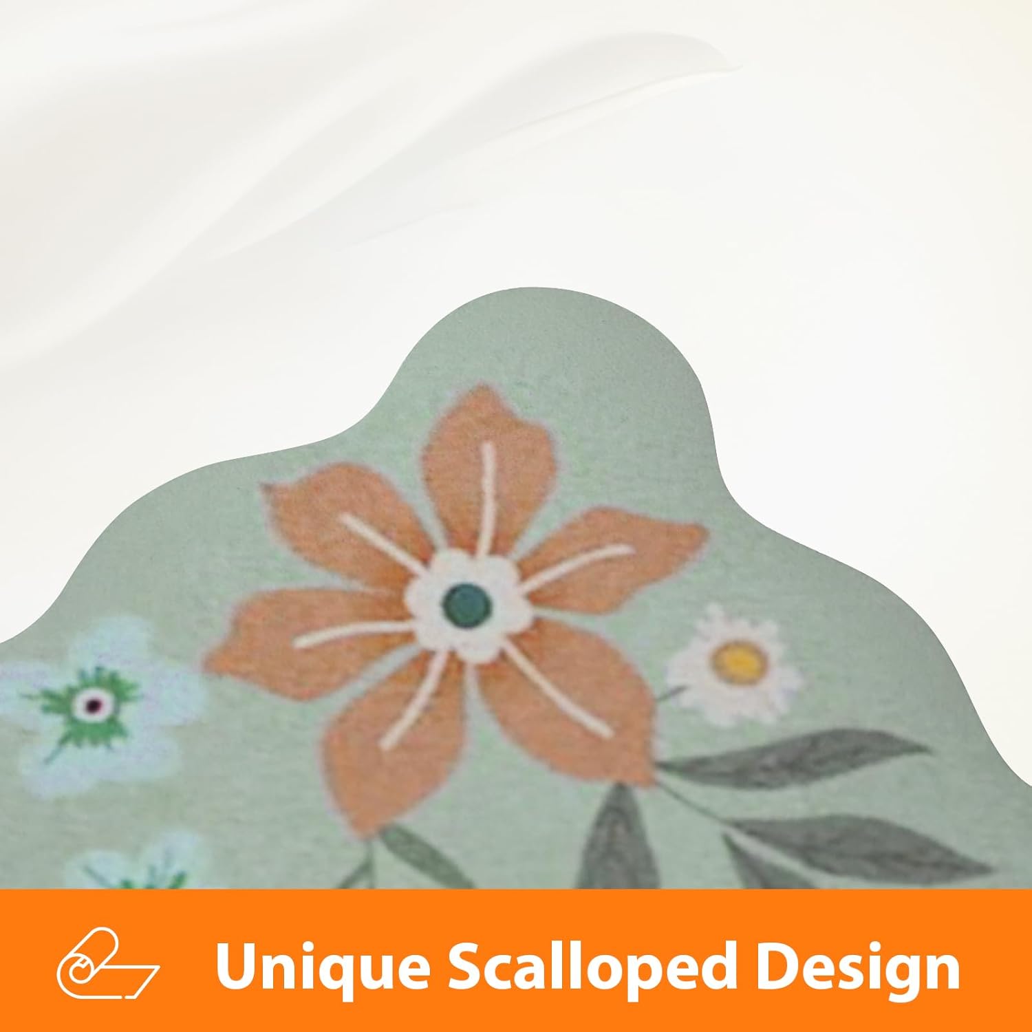 Scalloped Bohemian Coffee Bar Mat Dish Drying Mats for Kitchen Counter, Kitchen Decor,(16"x24", Green)