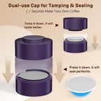 Nessus Reusable Vertuo Capsule Kit, [ALSeal EZ FIT] for Refillable Pods with 100 Pcs Aluminum Foil Seal Lids, Holder, Brush, for Refilling Vertuo Pods Reusable Vertuoline Pod(Purple)