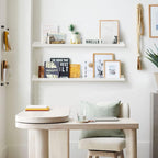 Forbena 36 Inch Floating Shelves for Wall 4-Pack, Large Nursery Book Shelves Bookshelf for Kids Bedroom, Long Picture Ledge Shelf with Lip for Living Room Photo Frames Art Display (White Solid Wood)