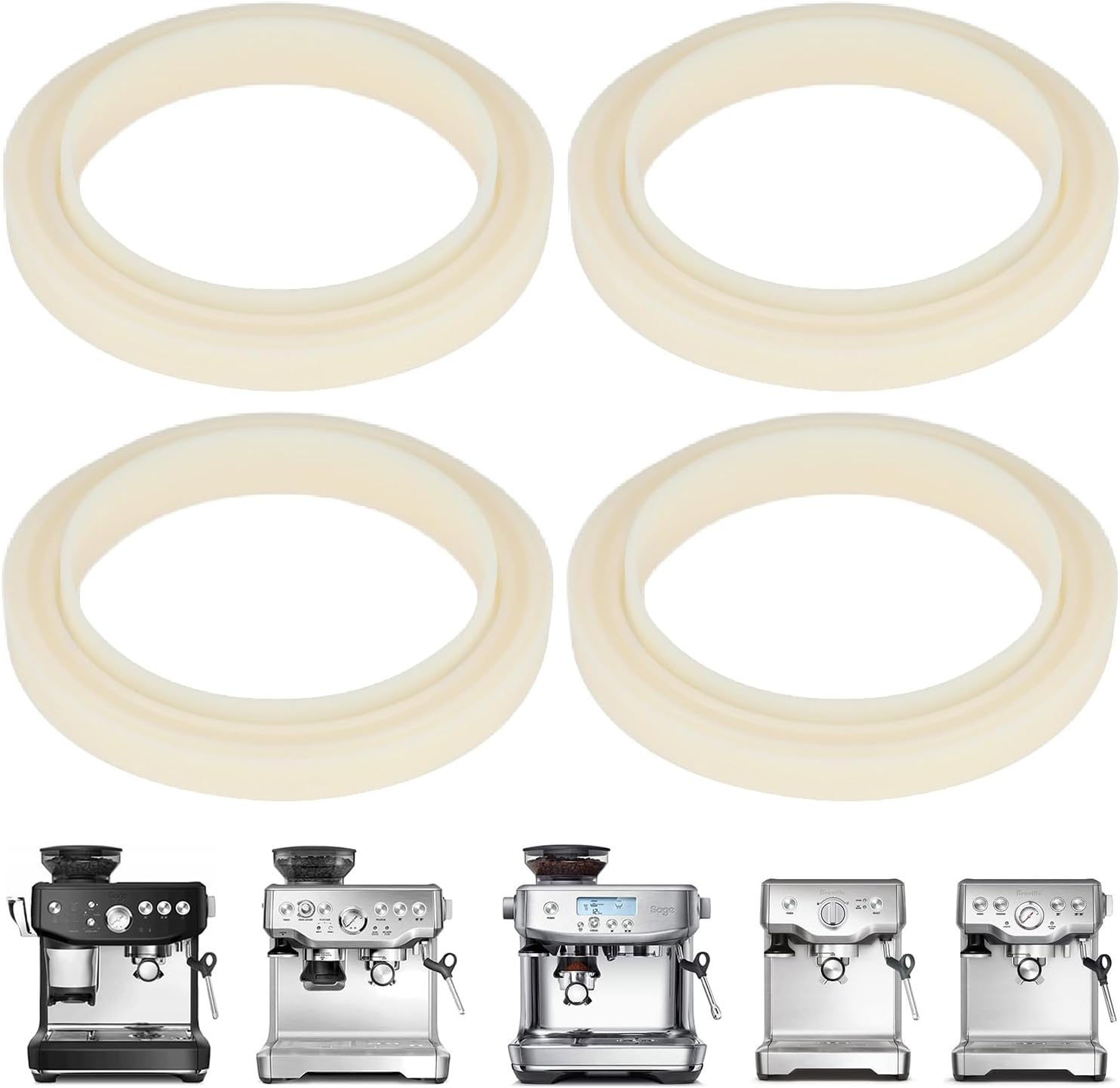 4 Pcs 54mm Silicone Steam Ring Replacement Gasket for BrevilleEspressoMachine878/870/860/840/810/500/450/Sage 500/870/875/880/810/878, No BPA Grouphead Gasket