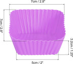 uxcell 36Pcs Silicone Cupcake Baking Cups, Silicone Muffins Liners Non-Stick Square Baking Cups, for Cooking Eggs Baking Muffins and Make a Cake(Purple)