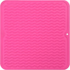 Silicone Dish Drying Mat for Multiple Usage,Easy clean,Eco-friendly,Heat-resistant Silicone Mat for Kitchen Counter or Sink,Refrigerator or Drawer liner Rose M 12 inches x 12 inches