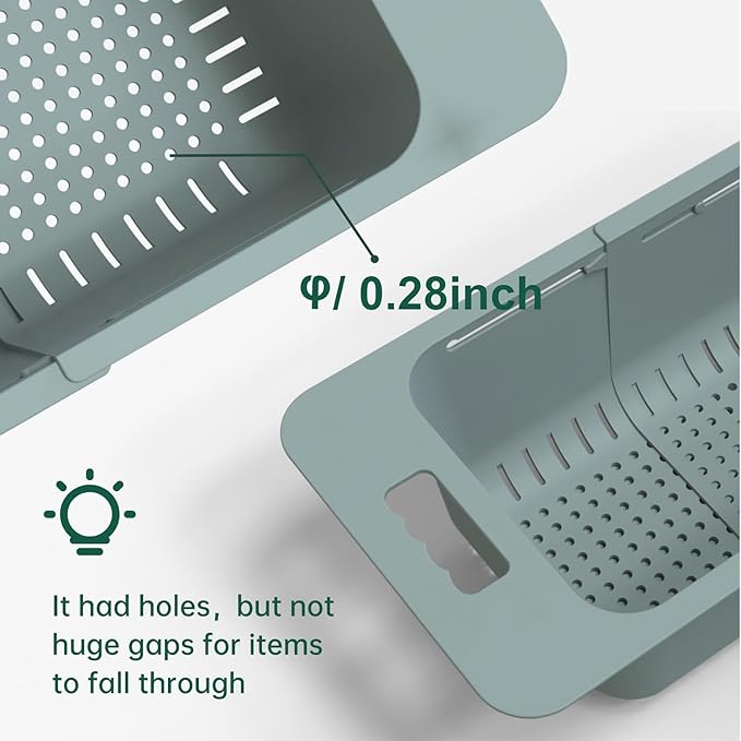 Yatmung Deep Freezer Organizer Bins Expandable - Freezer Baskets for Chest Freezer Adjustable - Freezer Storage Bins with Handle - Freezer Organization Accessories for Kitchen -Green, 2-PACK