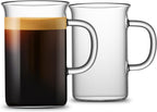 LUXU Glass Coffee Tea Cups(Set of 2)-13 oz,Clear Glass Mugs,Tall Drinking Glasses for Cappuccino,Latte,Espresso,Lead-free Drinking Glasses Great for Juice,Water,Beer,Milk Hot And Cold Drinks