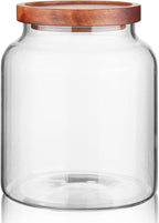 Labina Glass Storage Container Airtight Food Jars Kitchen Canister with Wood Lids, 60 Oz Wide Mouth Pantry Organization Glass Jar for Flour, Sugar, Cookie, Spagetti, Nuts and Candy