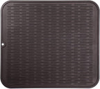 Silicone Dish Drying Mat for Multiple Usage,Easy clean,Eco-friendly,Heat-resistant Silicone Mat for Kitchen Counter or Sink,Refrigerator or Drawer Liner Coffee XL 18 inches x 16 inches
