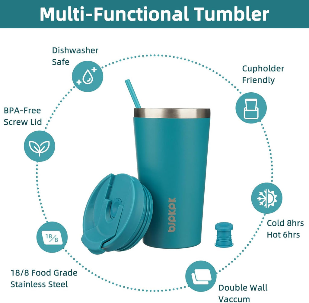 BJPKPK 18oz Tumbler With lid And Straw Stainless Steel Travel Coffee Mug Insulated Tumblers Cups,Laguna