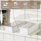 Remerry 6 Pcs Flatware Tray with Lid and Drainer, Plastic Utensil Organizer, Kitchen Cutlery Transparent Storage Box with Lid and Drain Rack, Drawer Tableware Storage Box for Home and Travel (White)