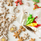 Large Christmas Cookie Cutters,4" Holiday Sturdy Molds thickened Stainless Steel with Recipe Instruction,Snowman, Christmas tree, elk, snowflake.