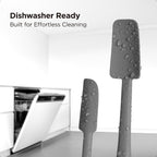 Kitchen Mama WaltzGrip Platinum Silicone Jar and Can Spatula Utensil Set: Heat Resistant, Nonstick Scraper, Scooping, Perfect for Smoothies, Jam, Cream, Butter, Dishwasher Cooking Gadget (Metal Gray)