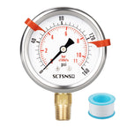 0 to 160 Psi Lead-Free Pressure Gauge, Glycerin Liquid Filled, 2.5 inch Dial, 1/4" NPT Lower Mount, Stainless Steel Case, for Regulator, Potable Water Pump, RV Hose, Well, Air, Pressure Test