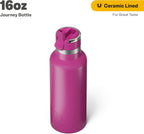 RTIC 16oz Journey Bottle Metal Stainless Steel Vacuum Insulated, BPA Free, Reusable, for Water, Hot and Cold Drinks, Travel, Sports, Camping, Very Berry
