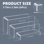 Goabroa Acrylic Display Risers, 2 Sets 6 Pcs Rectangular Risers Display Stands, 4mm Thick Display Stands for Vendor Events, Acrylic Shelves for Lego Display, Cupcake, Perfume