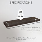 Urban Legacy Reclaimed Barnwood Planks | Floating Shelves for Wall w/Flush Mount Shelf Bracket Set Included | Set of 2 (Coffee Bean, 40"x7"x 2")