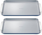 Caraway Non-Stick Ceramic Large Baking Sheet Duo - Naturally Slick Ceramic Coating - Non-Toxic, PTFE & PFOA Free - Perfect for Baking, Roasting, and More - Large (18" x 13") - Navy