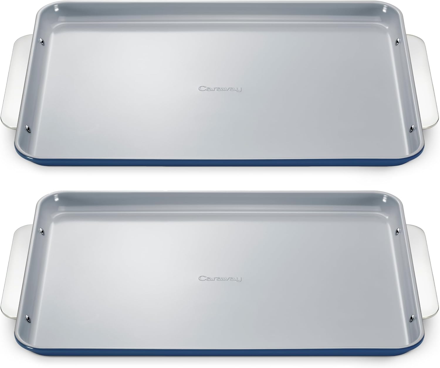 Caraway Non-Stick Ceramic Large Baking Sheet Duo - Naturally Slick Ceramic Coating - Non-Toxic, PTFE & PFOA Free - Perfect for Baking, Roasting, and More - Large (18" x 13") - Navy